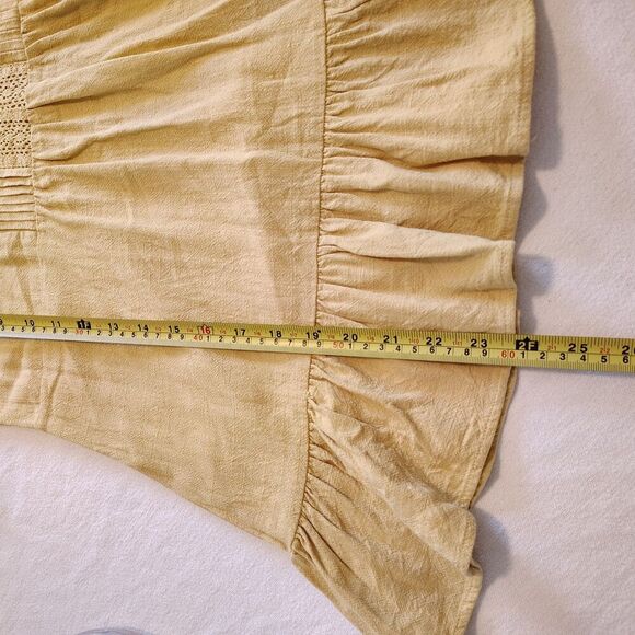 UMGEE Blouse Top Yellow Linen Blend Cottagecore Boho Peasant Lagenlook Small - Picture 4 of 7